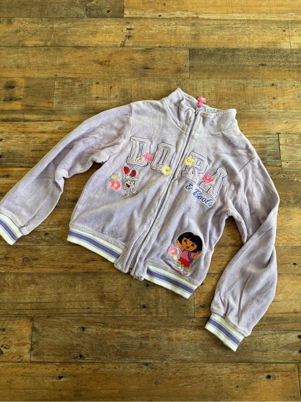 Vintage y2K Dora the Explorer Lavender Zip-Up Kids Jacket